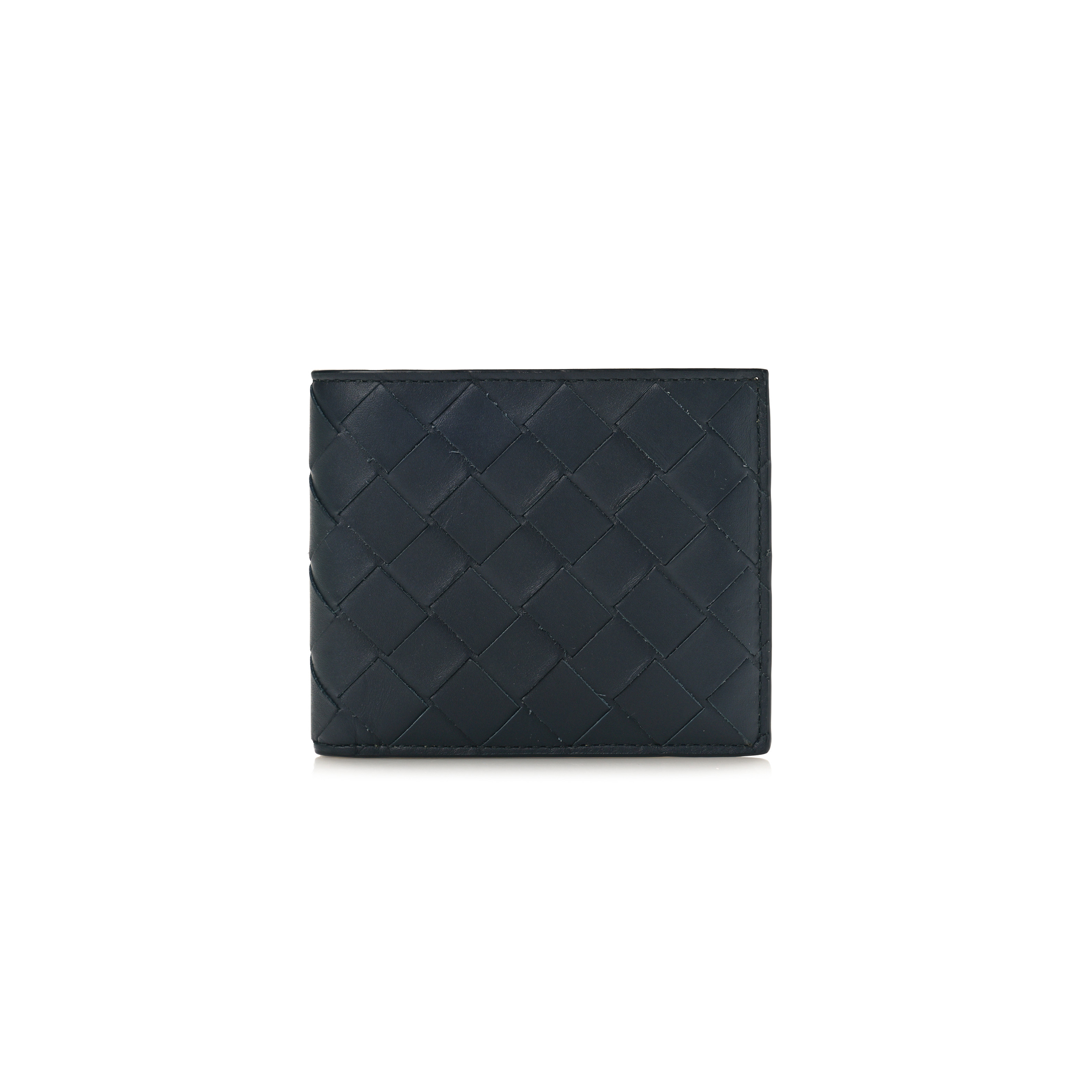 BOTTEGA VENETA NAPPA INTRECCIATO BI FOLD WALLET DENIM YELLOW  (11*9*1cm)